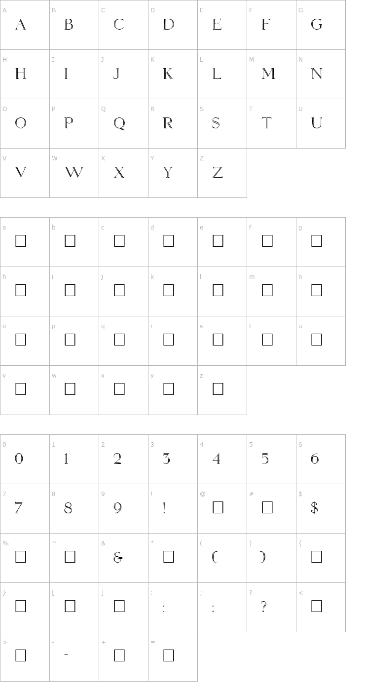 Character Map ElizabethAnn Font