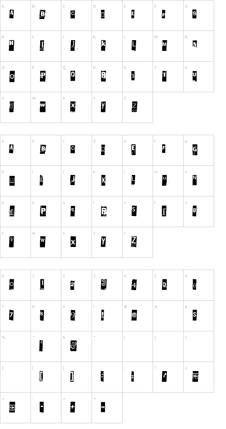Character Map Ellet Niin Font