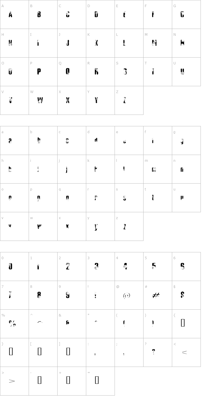 Character Map Elliot's Bad Day Font