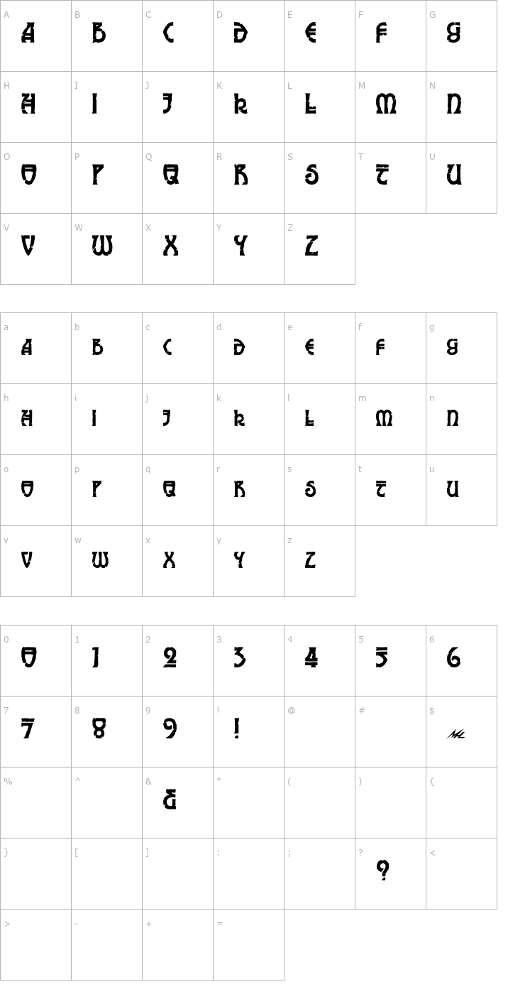 Character Map Elric Font