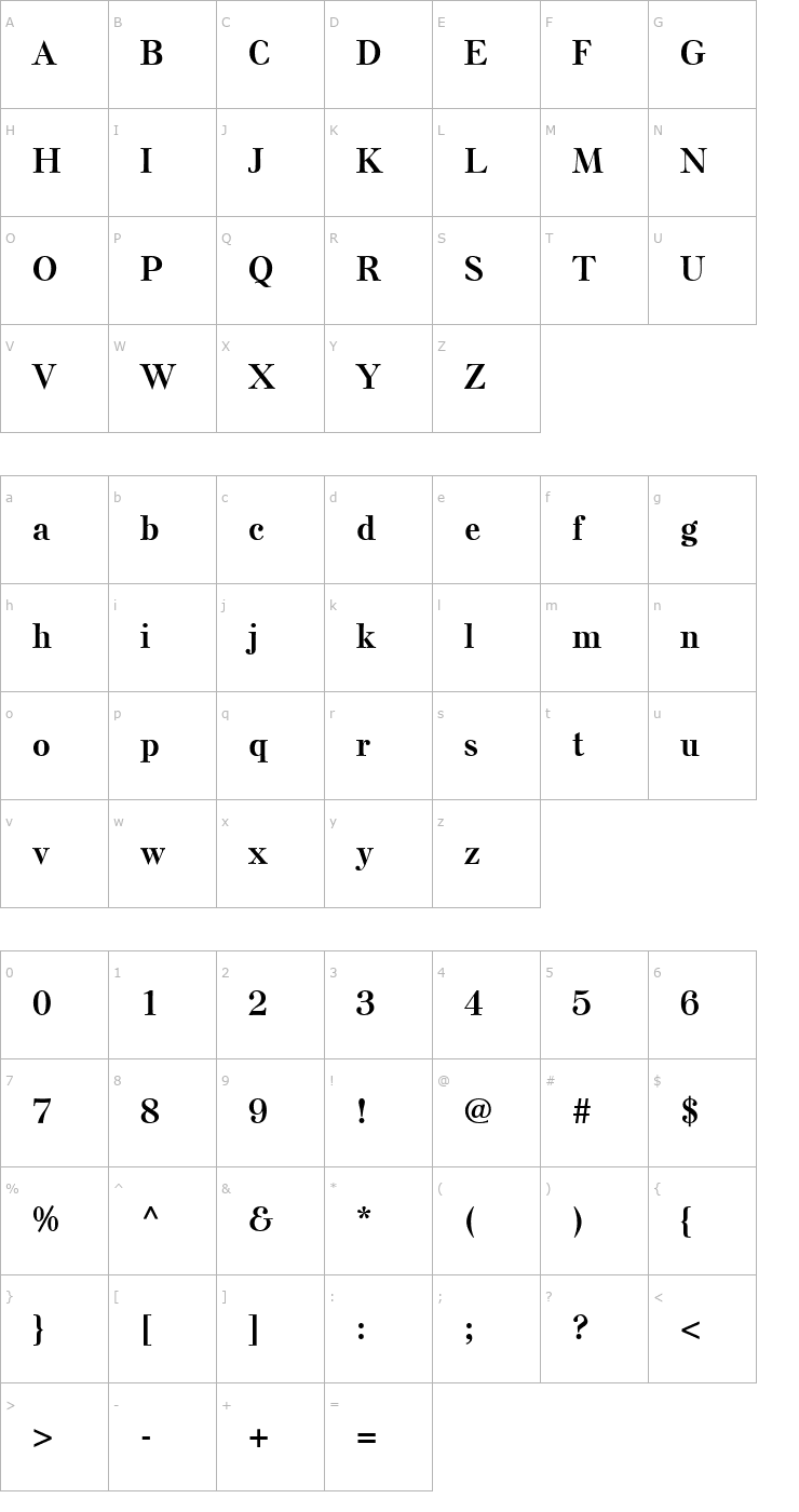Character Map ElseNPL-Bold Font