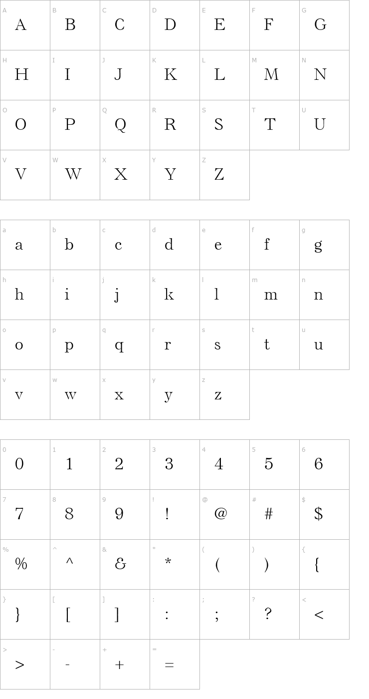 Character Map ElseNPL-Light Font