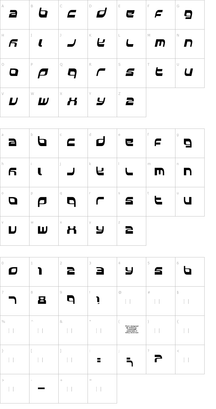 Character Map Elside-capsitalic Font