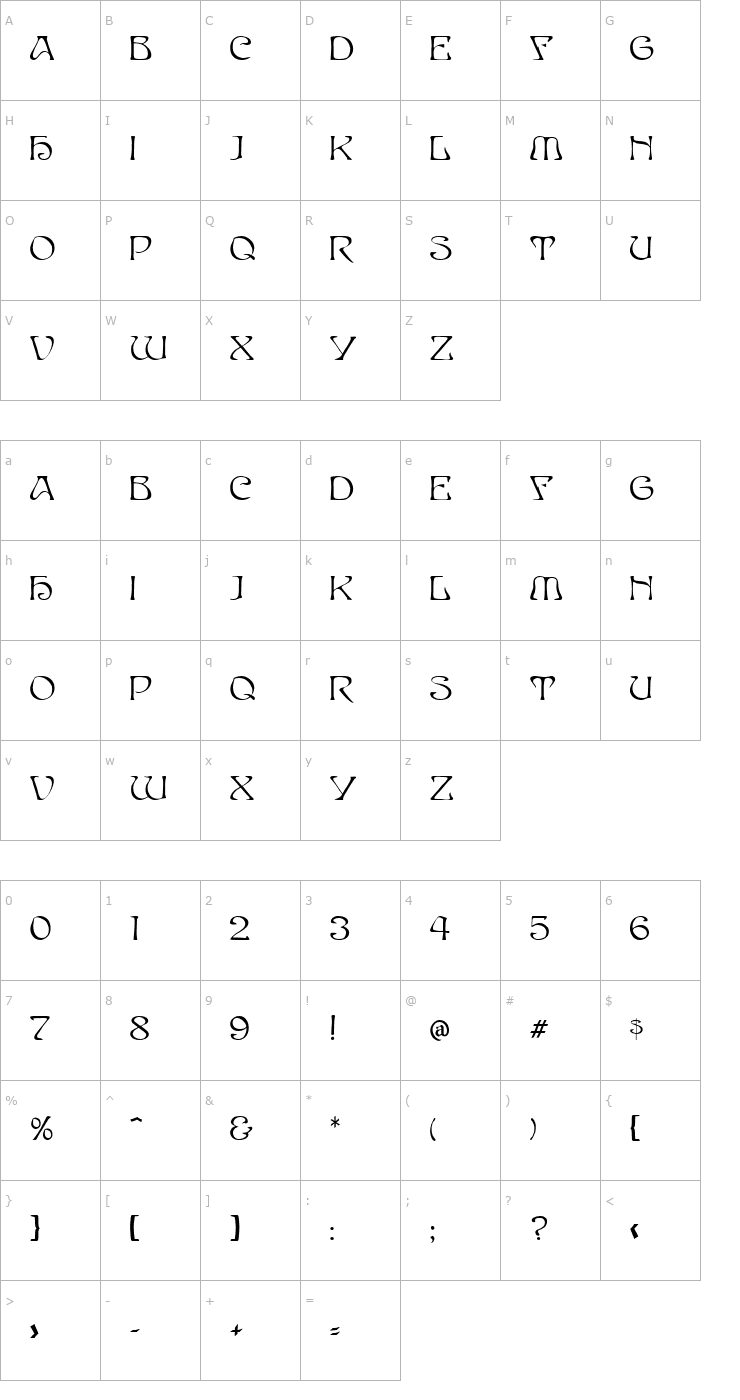 Character Map Elves Normal Font
