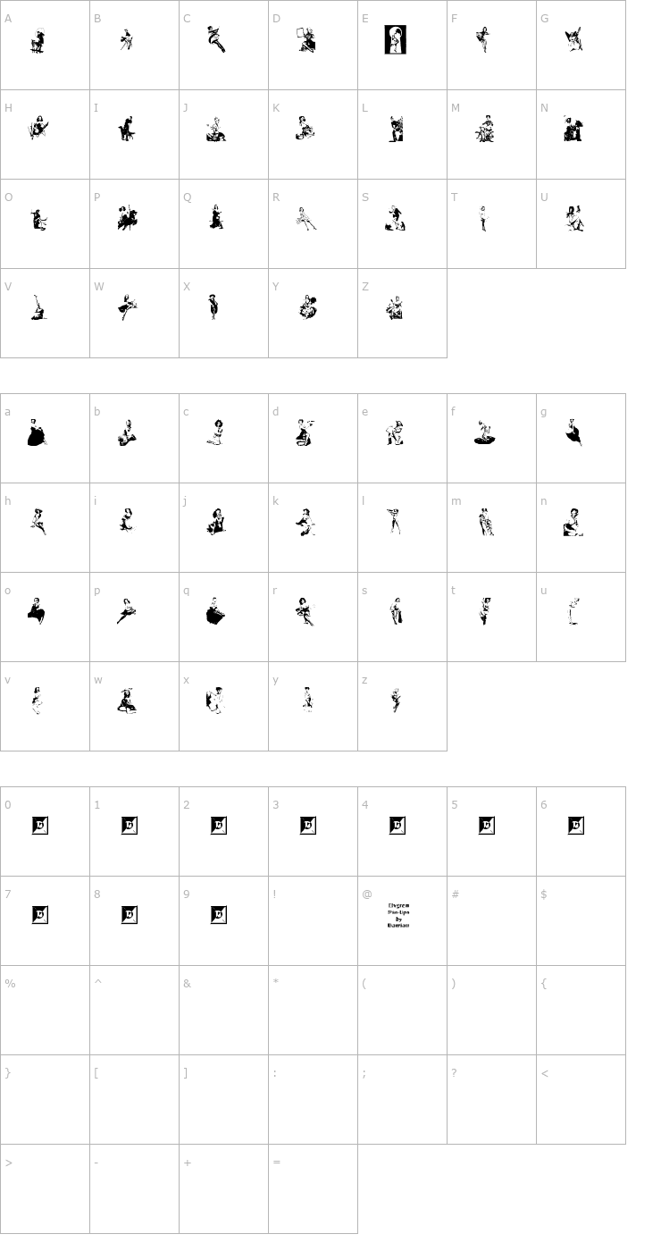 Character Map Elvgren Pin-ups Font