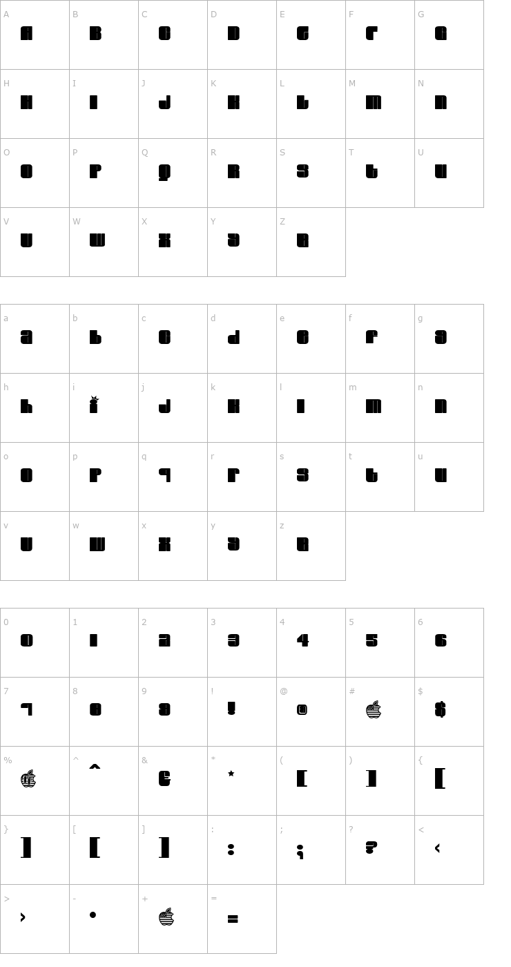 Character Map Elvis Font