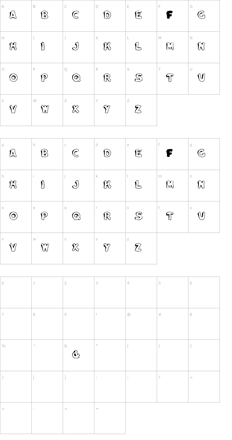 Character Map ELWOOD Regular Font
