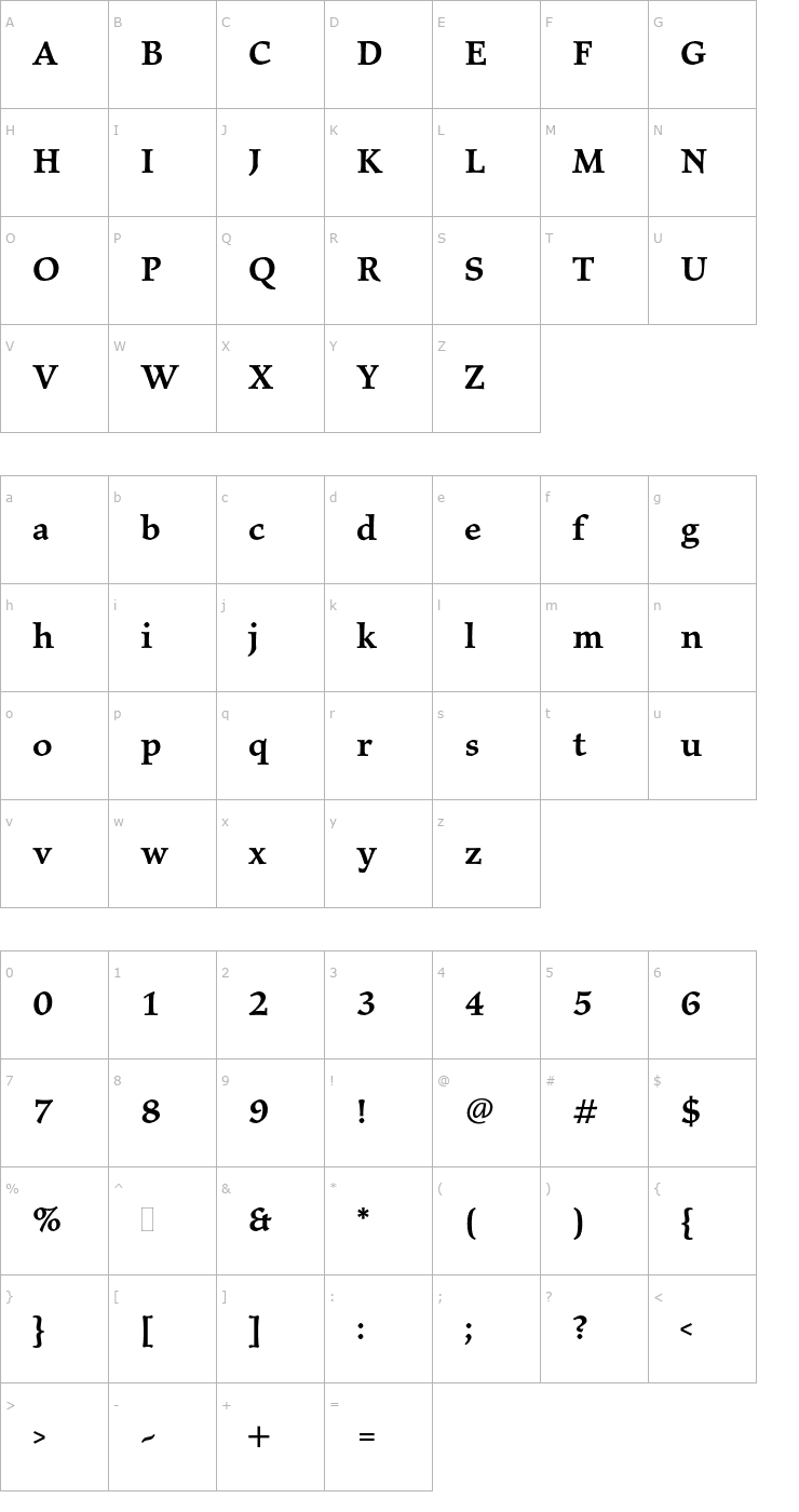 Character Map ElysiumMediumPlain Font