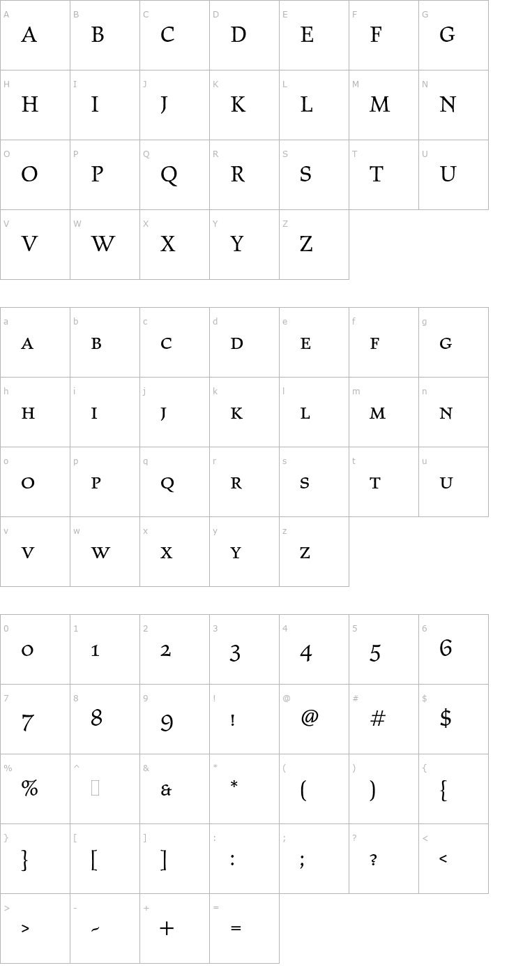 Character Map ElysiumSmallCapsPlain Font