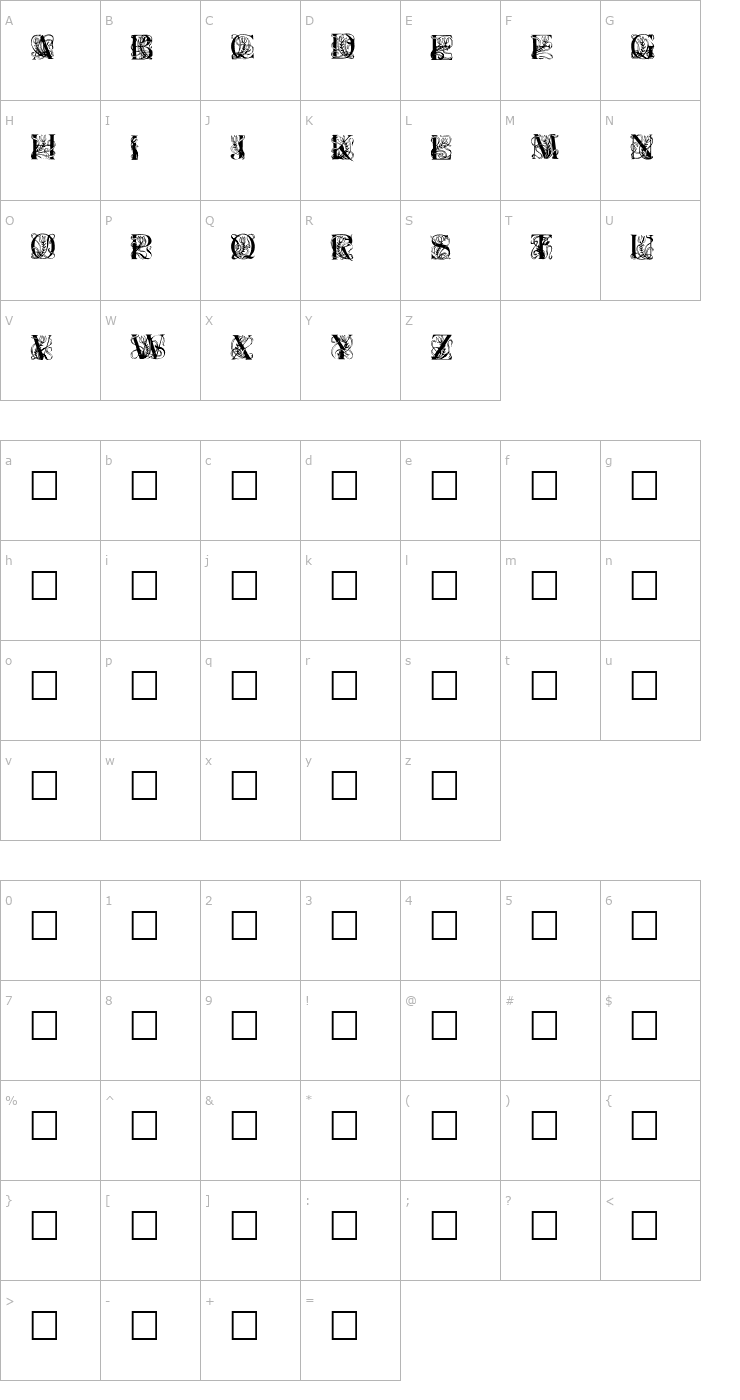 Character Map ElzevierCaps Font
