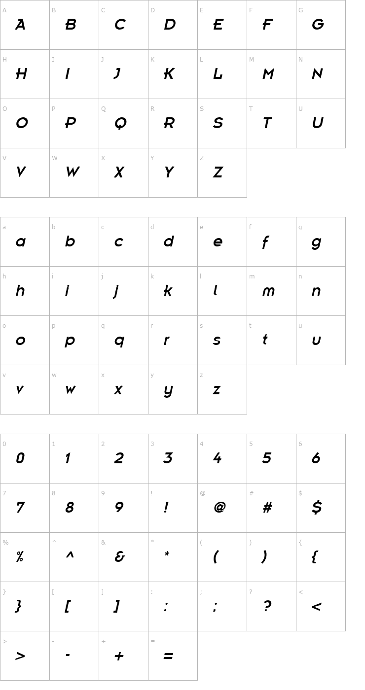 Character Map Emblem Italic Font