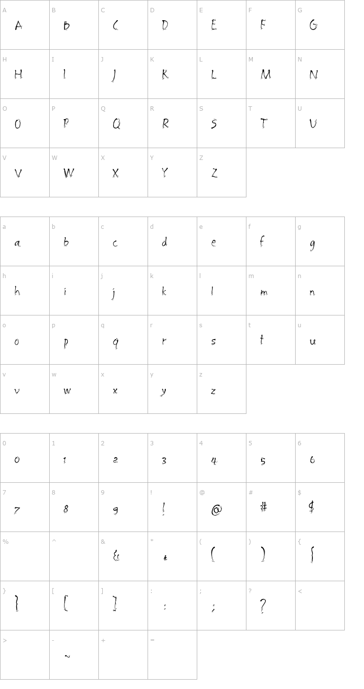 Character Map Embrush Font