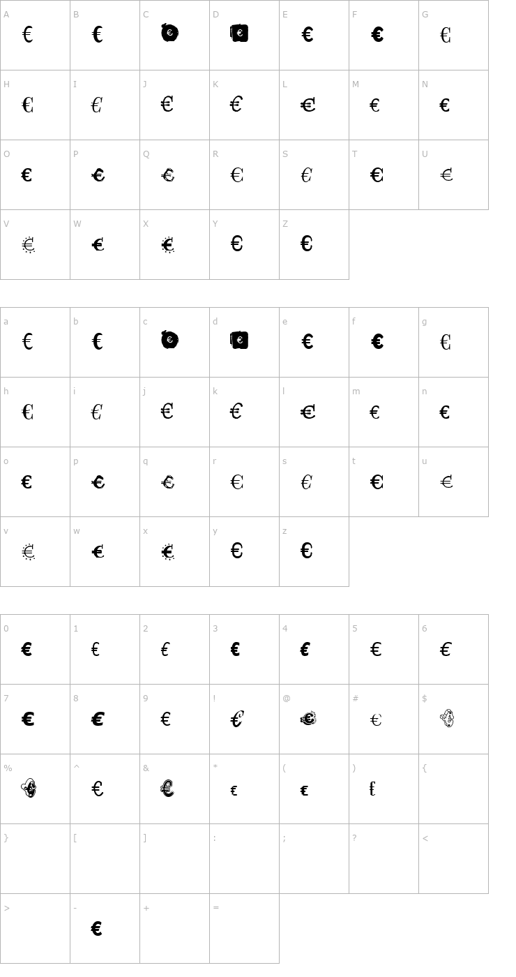Character Map EmigreEuro Regular Font