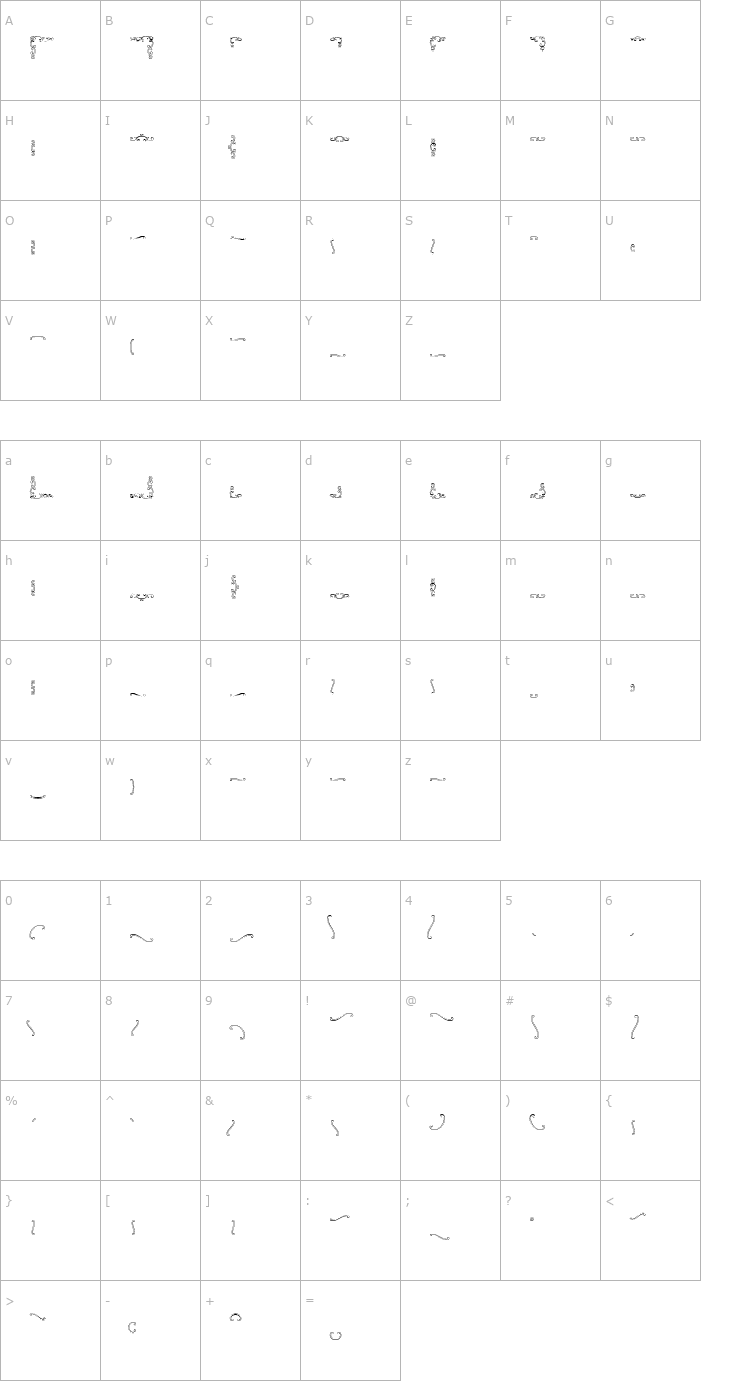 Character Map Emily-Borders Font