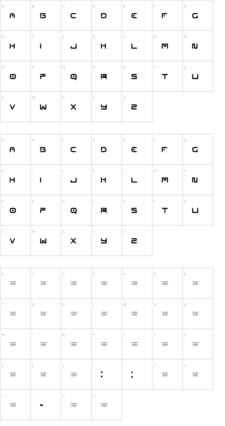 Character Map Emophonic Font