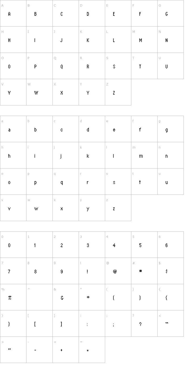 Character Map EmperorEight Font