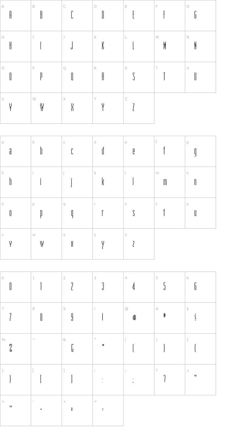 Character Map EmperorNineTeen Font