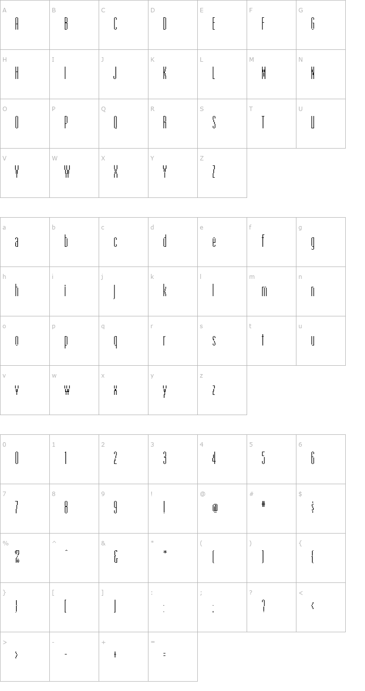 Character Map EmperorNineteen Regular Font