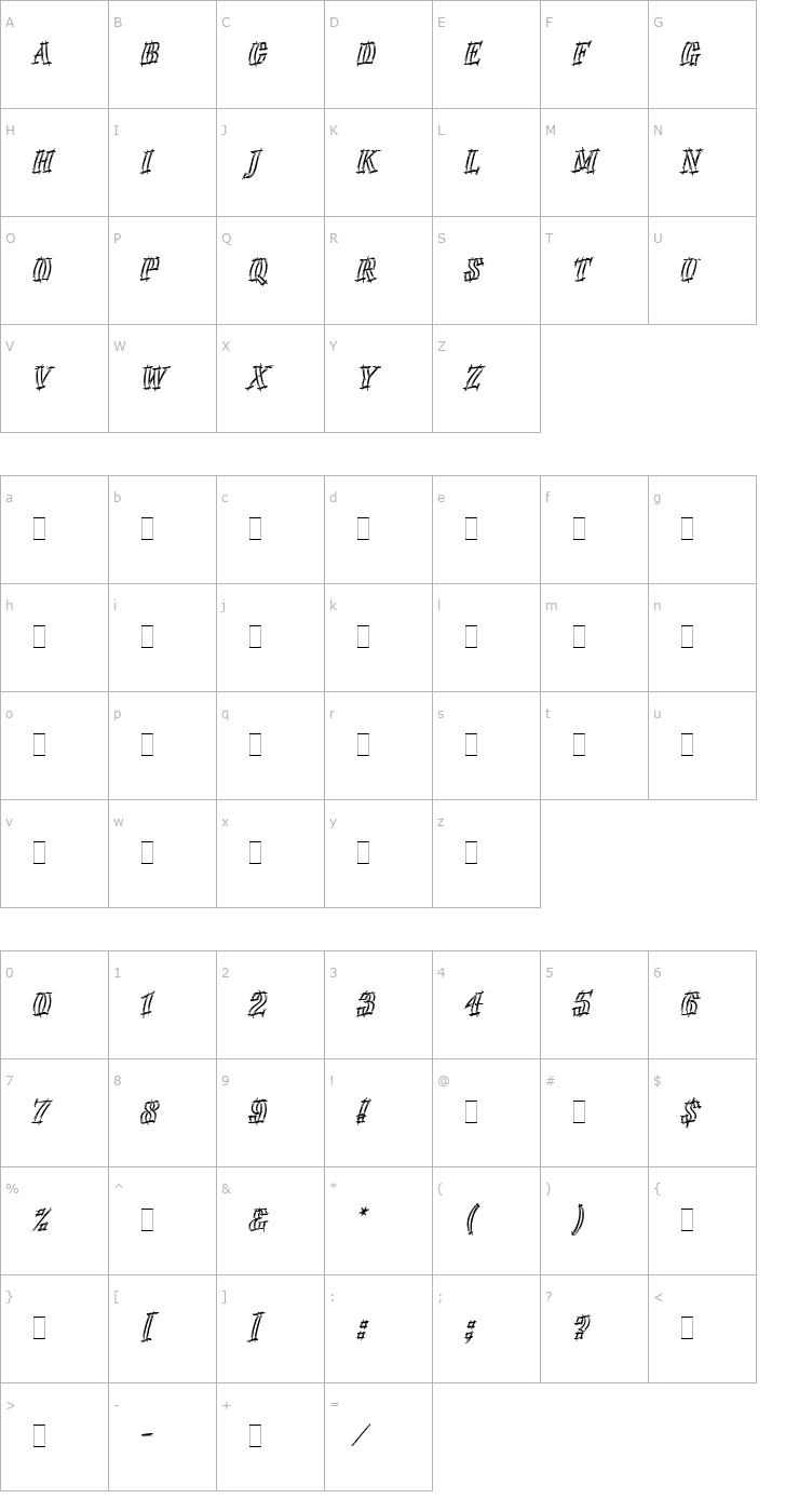 Character Map Emphasis LET Plain1.0 Font