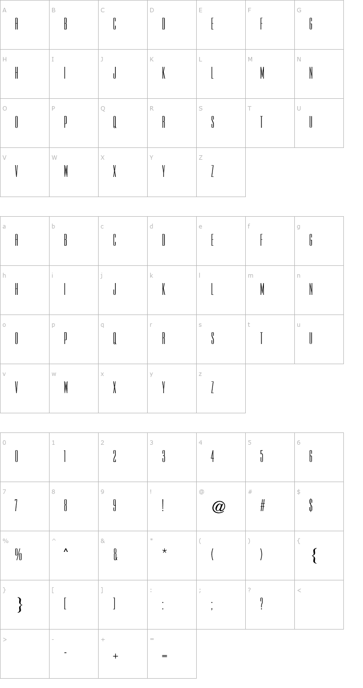 Character Map Empire CG Font