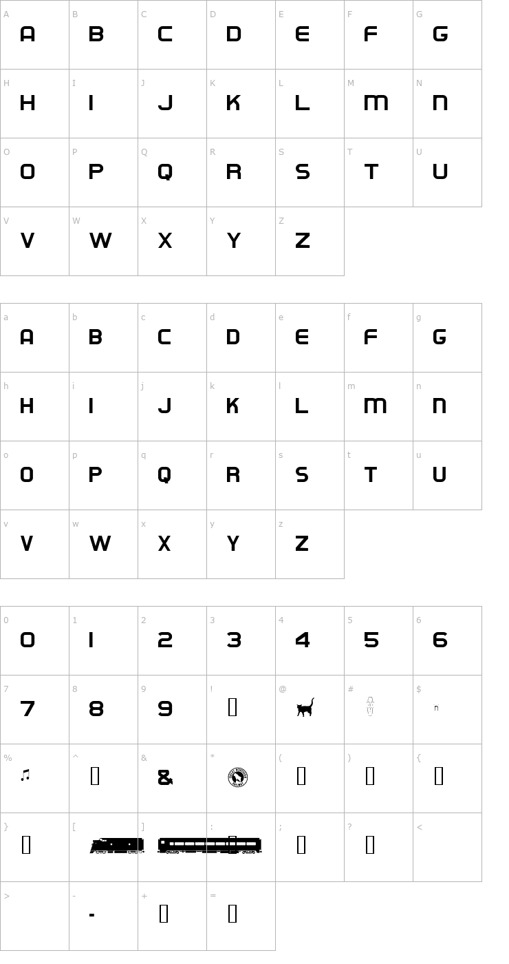 Character Map EmpireBuilder Font