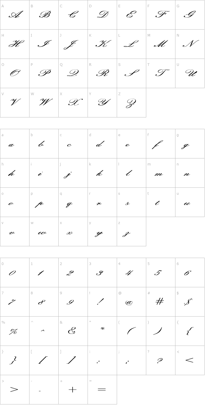 Character Map EmpireScriptExtended Font