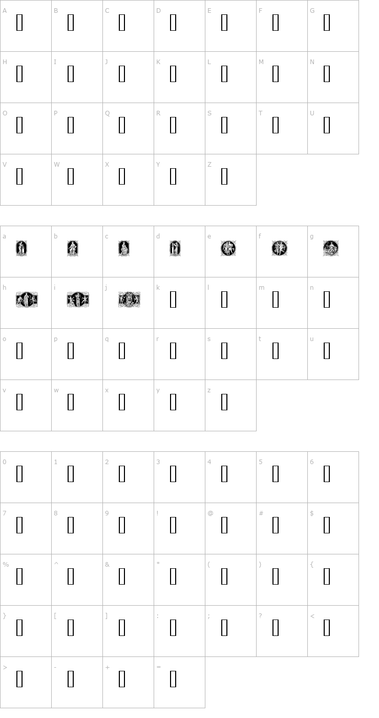 Character Map En klassisk Maaned Font