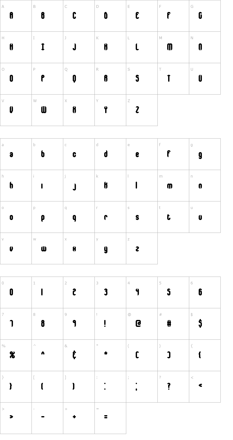 Character Map Encapsulate Plain BRK Font