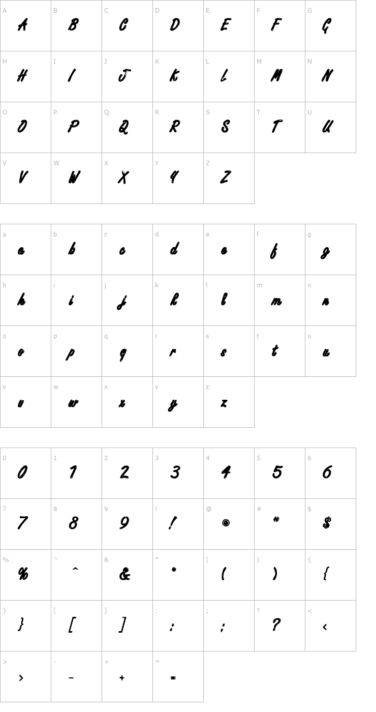 Character Map Encino Bold Font