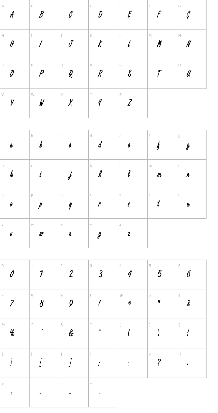 Character Map Encino Condensed Normal Font