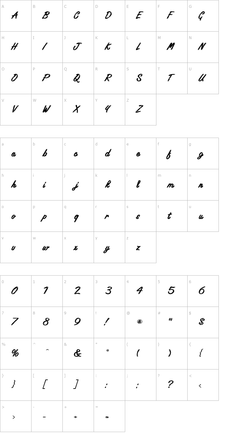 Character Map Encino Extended Normal Font