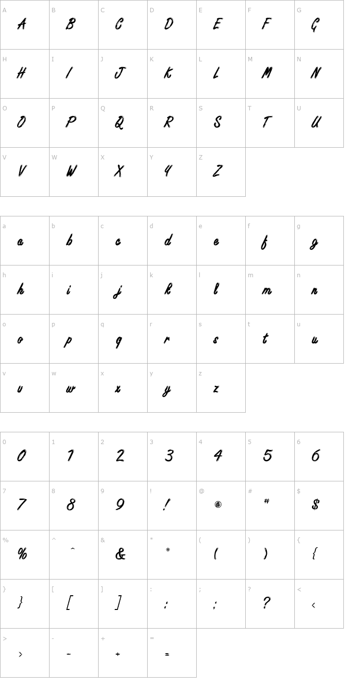 Character Map Encino Normal Font