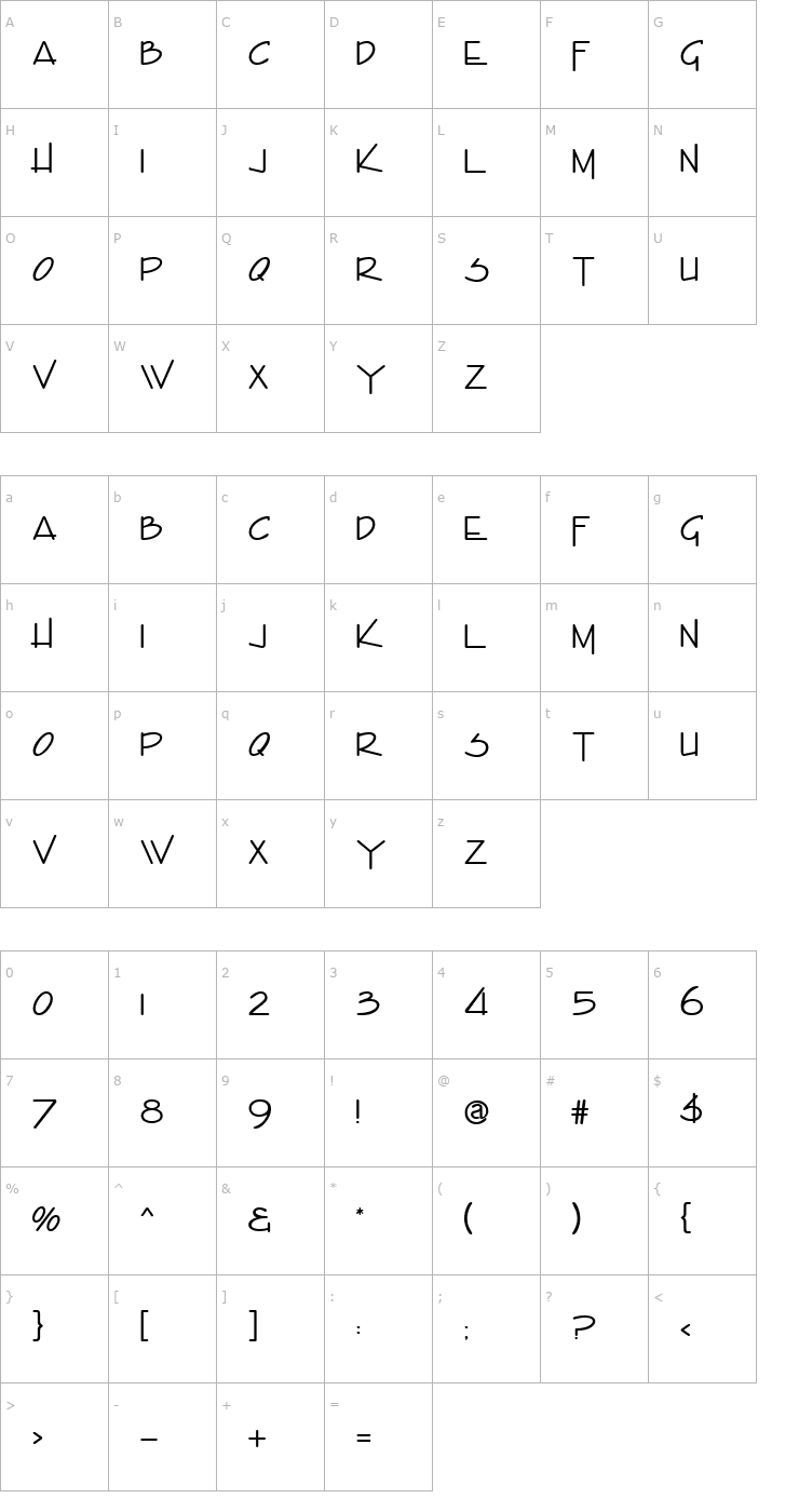 Character Map Encino Regular Font