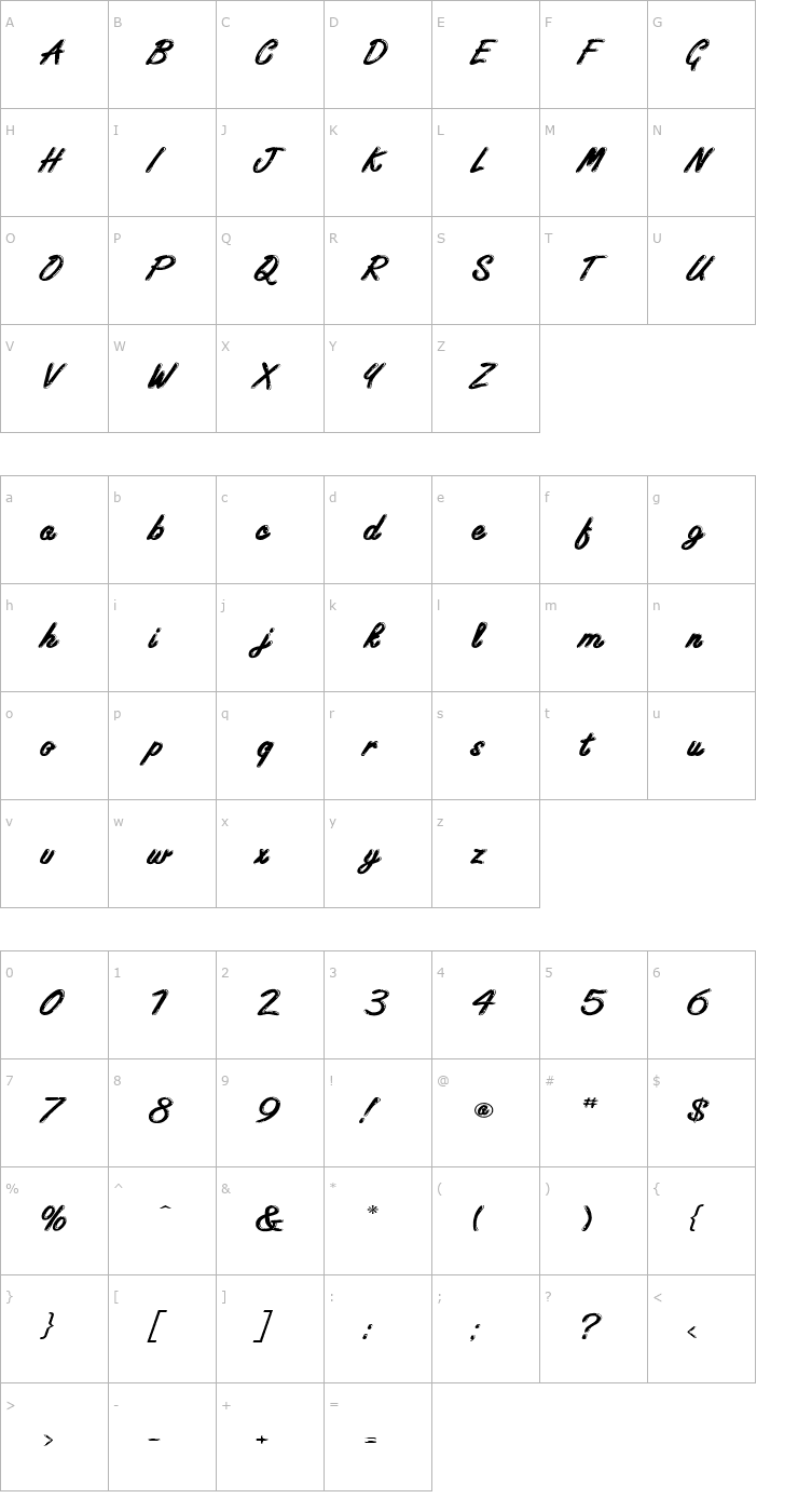 Character Map Encino Wide Normal Font
