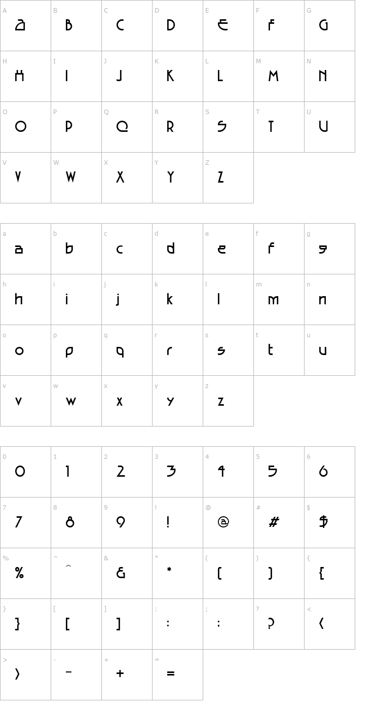 Character Map EncounterRegular Font