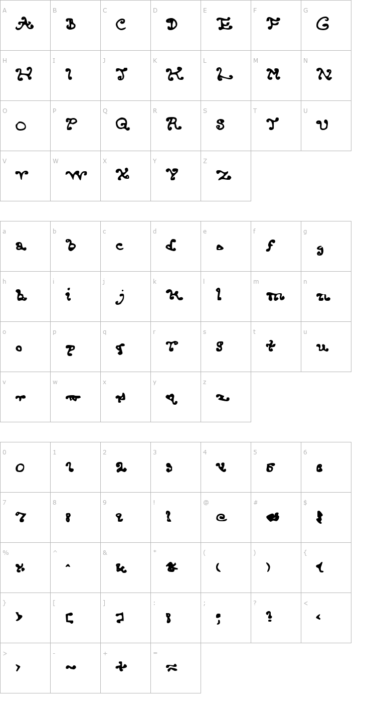 Character Map Endcurled Font
