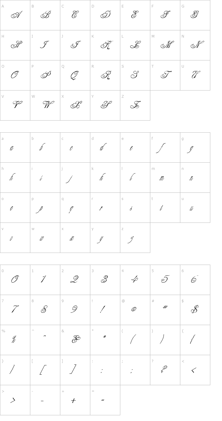 Character Map Engaged Normal Font