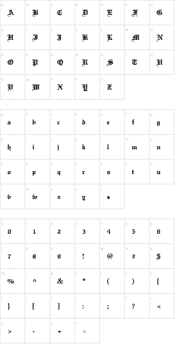 Character Map England Bold Font