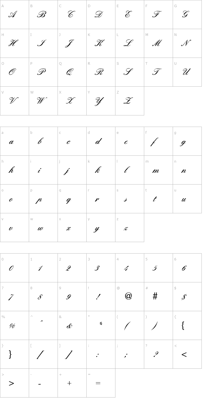 Character Map England Hand DB Font