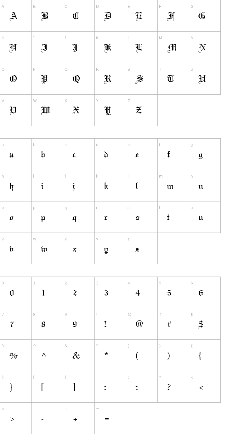 Character Map England Normal Font