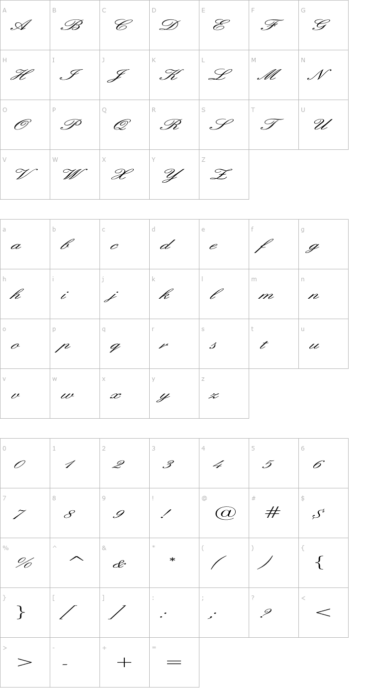 Character Map English Ex Font
