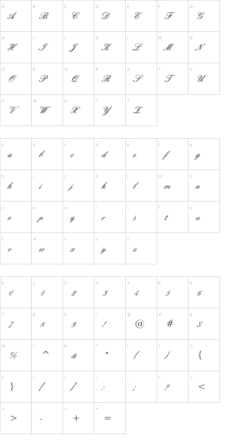 Character Map English Font