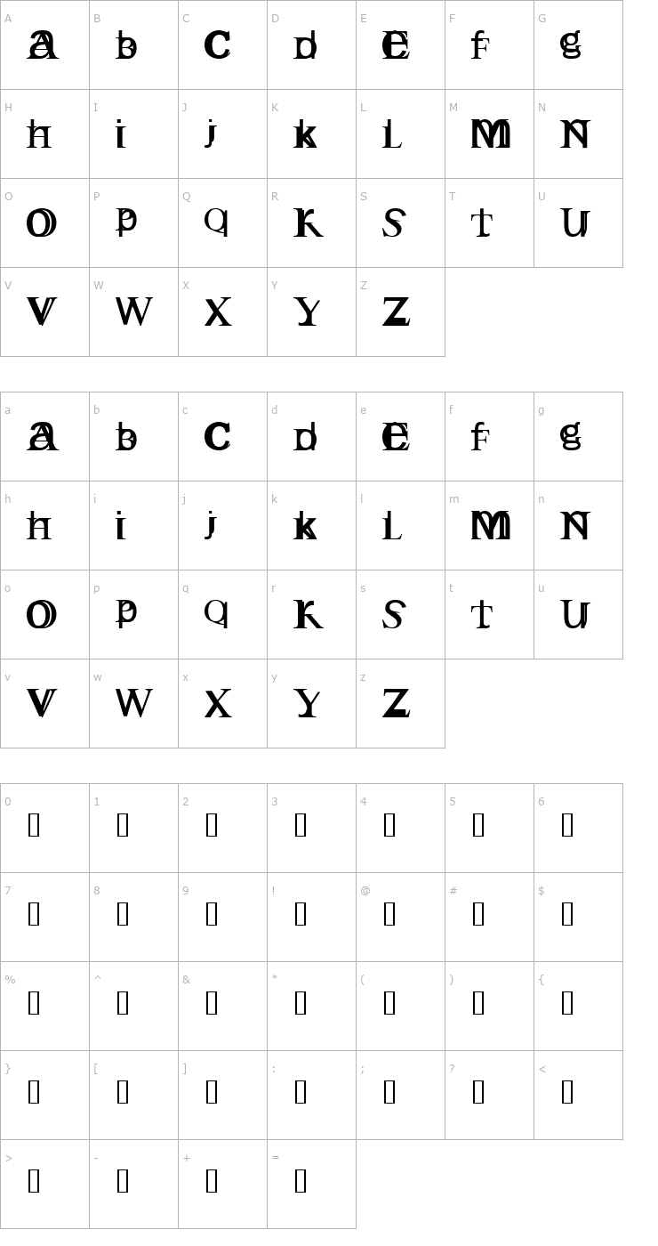 Character Map Englishgothic Font
