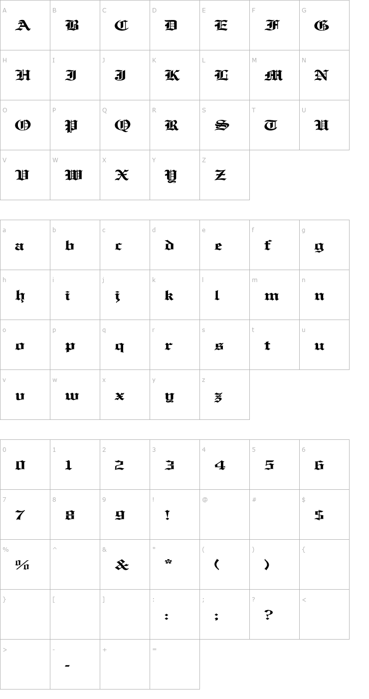 Character Map EnglishTowne-Normal Ex Font