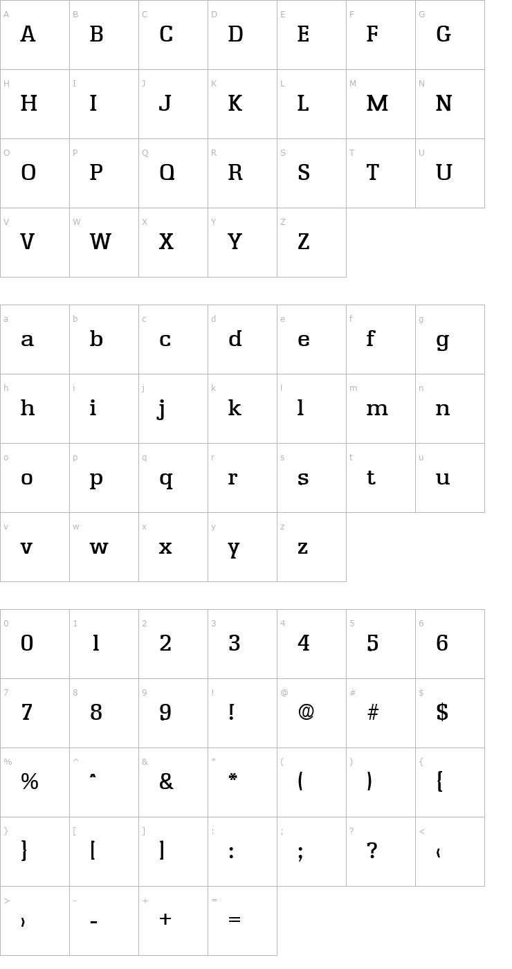 Character Map Enschede-Medium Font