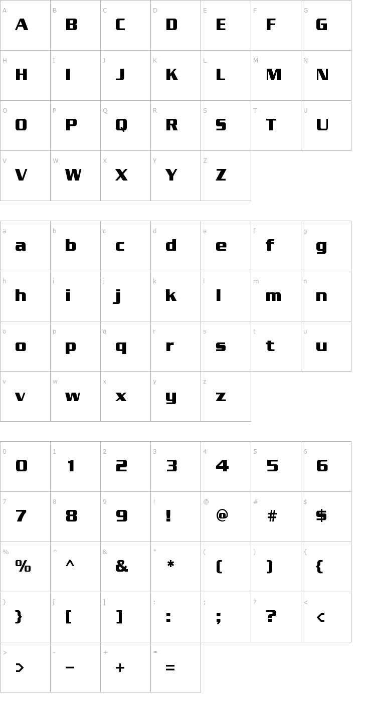 Character Map Enter Sansman Bold Font