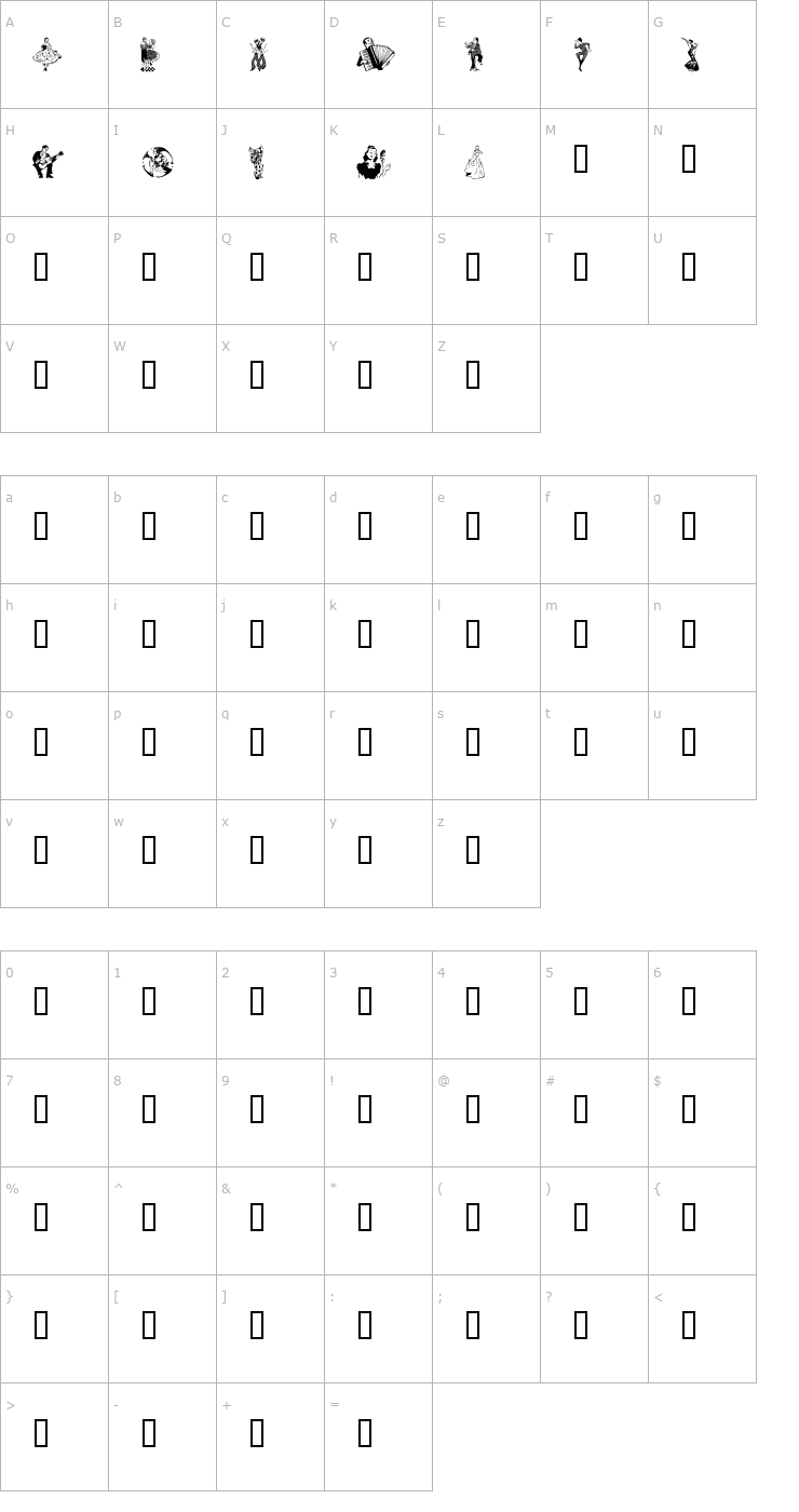 Character Map Entertainment 1 Font