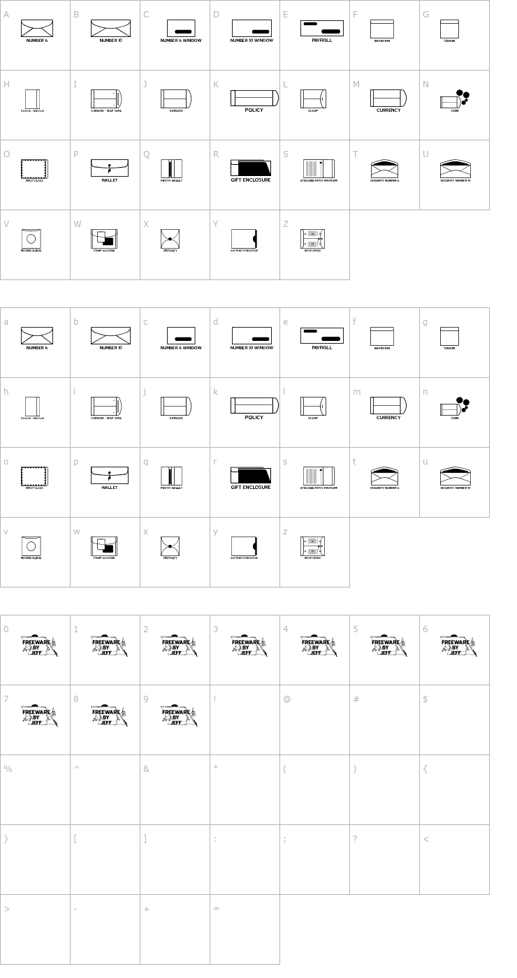 Character Map Envelopes JL Font