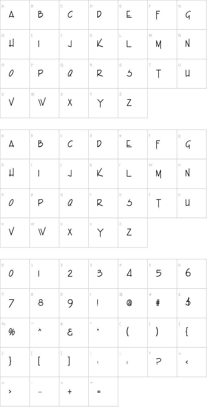 Character Map Enview Condensed Light Bold Font