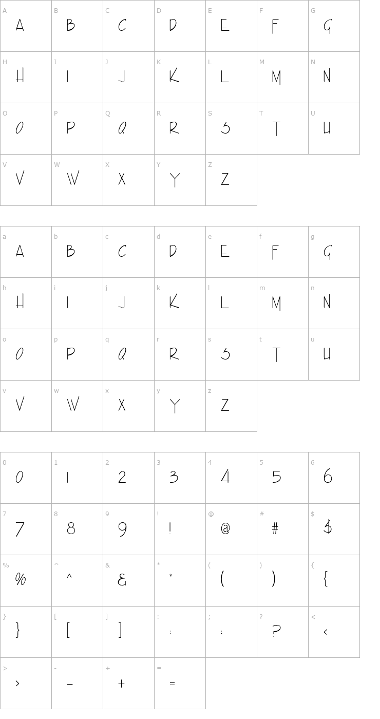 Character Map Enview Condensed Light Normal Font